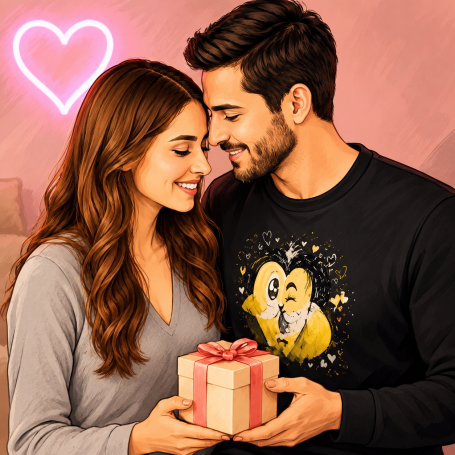 Cadeau personnalisé couple Couple portant des vêtements personnalisés